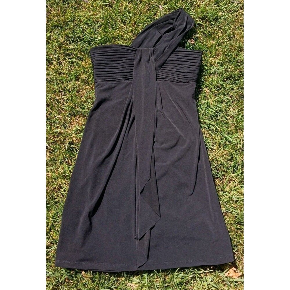 Max & Cleo by BCBG Max Azria Black One Shoulder Ruched Cocktail Dress Size 6